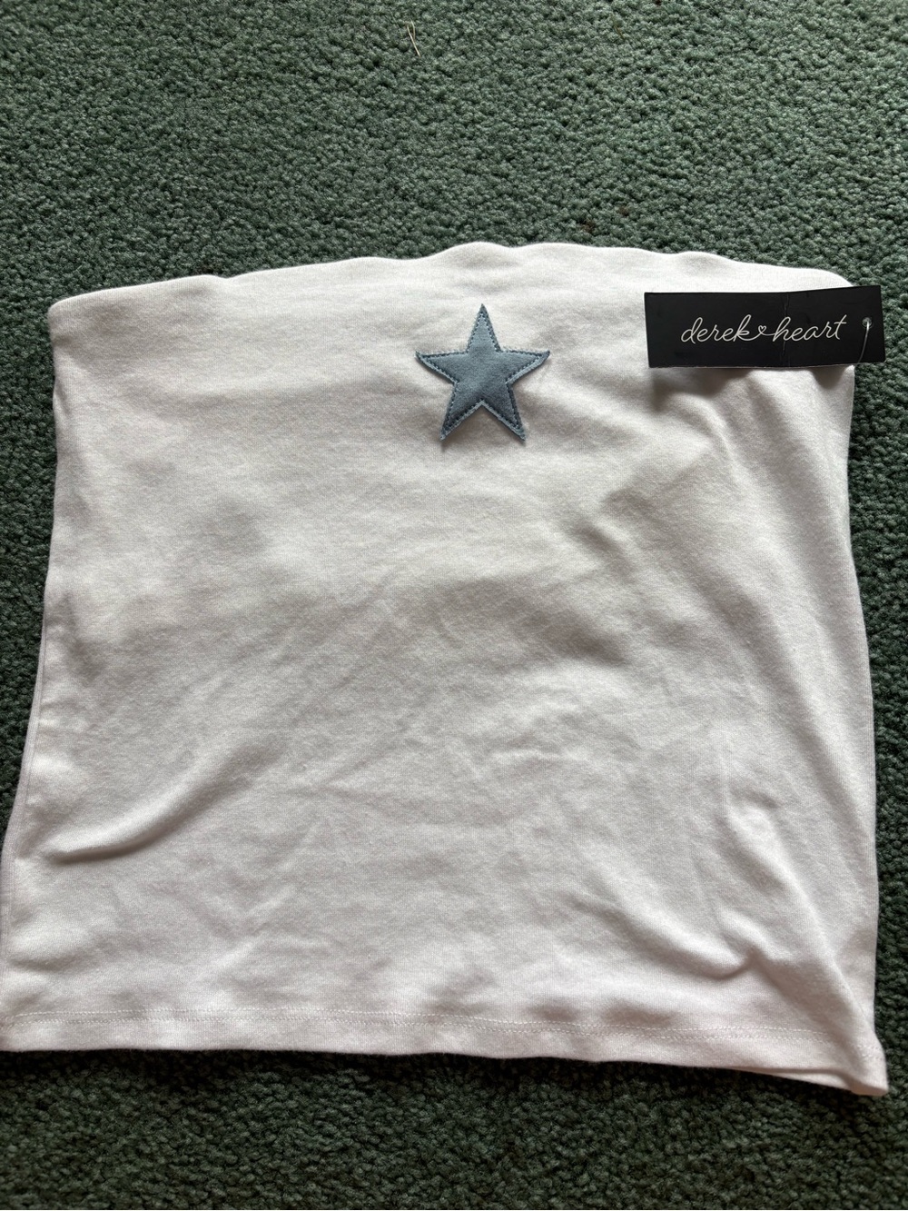 Derek Heart White Strapless Tube Top with Light Blue Star